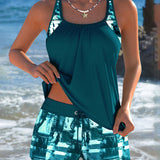 Set Tankini cu Top și Pantaloni Tie-Dye