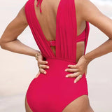 Branca | Costum de baie sculptural de lux cu decolteu în V adânc