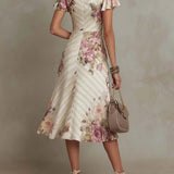 Alba | Rochie Midi Florală Retro Elegantă