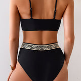 Bikini cu cheie greacă cu bustier cu design încrucișat și talie înaltă