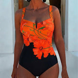 Costum de Baie Întreg cu Gât Pătrat pentru Vacanță