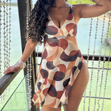 Costum de Baie Întreg Punctat cu Legare Frontală