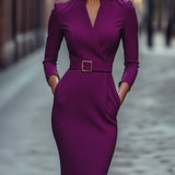 Iara | Rochie neagră elegantă cu centură