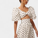 Sherine | Compleu polka-dot din sacou și cămașă cu mâneci pluși