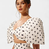 Sherine | Compleu polka-dot din sacou și cămașă cu mâneci pluși