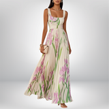Penelope | Rochie maxi din șifon cu detalii cu motive florale
