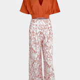 Olivia | Set Boho cu decolteu în V și pantaloni lați