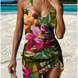 Filipa | Costum de baie Tankini cu imprimeu floral și pantaloni scurți, efect burtă plată