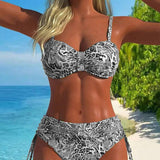 Costum de baie cu două piese și model leopard