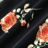 Glória | Rochie Midi cu Flori Neagră