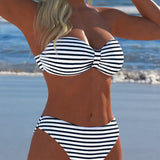 Bikini cu Talie Înaltă și Sutien în Formă de Triunghi Cu Două Piese