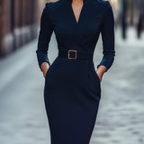 Iara | Rochie neagră elegantă cu centură