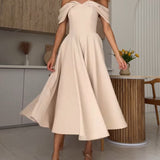 Isadora | Rochie Maxi Elegantă cu Umeri Goi și Drapaje
