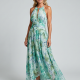 Portia | Rochie midi cu model floral moale și bretele reglabile