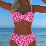 Costum de Baie Două Piese cu Model Leopard