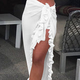 Învelitoare Costum de Baie Colorată cu Volane