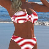Bikini cu Talie Înaltă și Sutien în Formă de Triunghi Cu Două Piese
