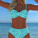 Costum de Baie Două Piese cu Model Leopard