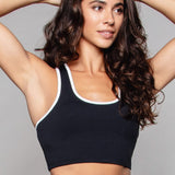 Piret | Sutien Sport-Top cu Detalii Brant – Galben Mustar / Alb