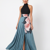 Olympas | Rochie Maxi Floralã cu Guler Halter