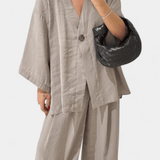 Eli | Set oversize – top cu decolteu în V și pantaloni drepți