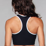 Piret | Sutien Sport-Top cu Detalii Brant – Galben Mustar / Alb