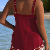 Costum de Baie Tankini Două Piese pentru Plajă