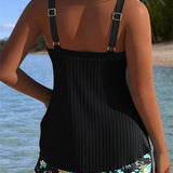 Serafina | Tankini în dungi cu slip de bikini în două piese