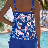Tankini Tipărit în Formă U Fără Mâneci