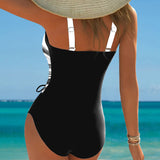 Costum de Baie Dintr-O Bucată cu Legătură Contrastantă