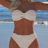 Bikini cu Talie Înaltă și Sutien în Formă de Triunghi Cu Două Piese