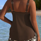 Costum de Baie Tankini Două Piese pentru Plajă