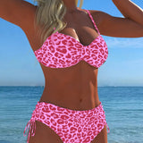 Costum de Baie Două Piese cu Model Leopard