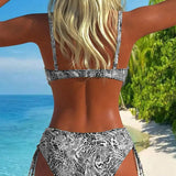 Costum de baie cu două piese și model leopard