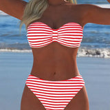 Bikini cu Talie Înaltă și Sutien în Formă de Triunghi Cu Două Piese