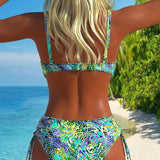 Costum de baie cu două piese și model leopard
