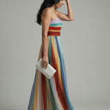 Serene | Rochie lungă cu dungi fine