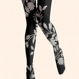 Viken | Pantaloni de Blană cu Desen Floral - Midnight Bloom Design