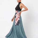Olympas | Rochie Maxi Floralã cu Guler Halter