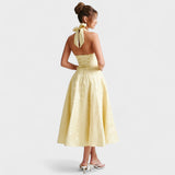 Halina | Rochie midi cu corset și volan