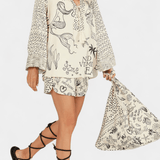 Amalia | Tricou scurt în stil Bohemian cu pantaloni elastici