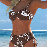 Bikini cu Guler Înalt și Imprimeu cu Două Piese