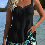 Costum de Baie Tankini Două Piese pentru Plajă