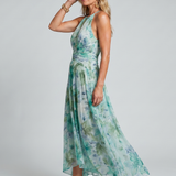 Portia | Rochie midi cu model floral moale și bretele reglabile