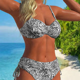 Costum de baie cu două piese și model leopard