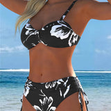 Bikini cu Guler Înalt și Imprimeu cu Două Piese