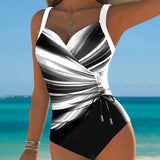 Costum de Baie Dintr-O Bucată cu Legătură Contrastantă