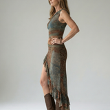 Leena | Verde Plin Midi Rochie