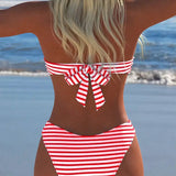 Bikini cu Talie Înaltă și Sutien în Formă de Triunghi Cu Două Piese