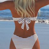 Bikini cu Talie Înaltă și Sutien în Formă de Triunghi Cu Două Piese